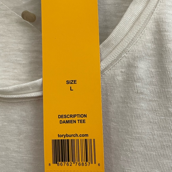 Tory Burch linen tee with bronze sparkling appliqué. L/XL - Picture 5 of 7
